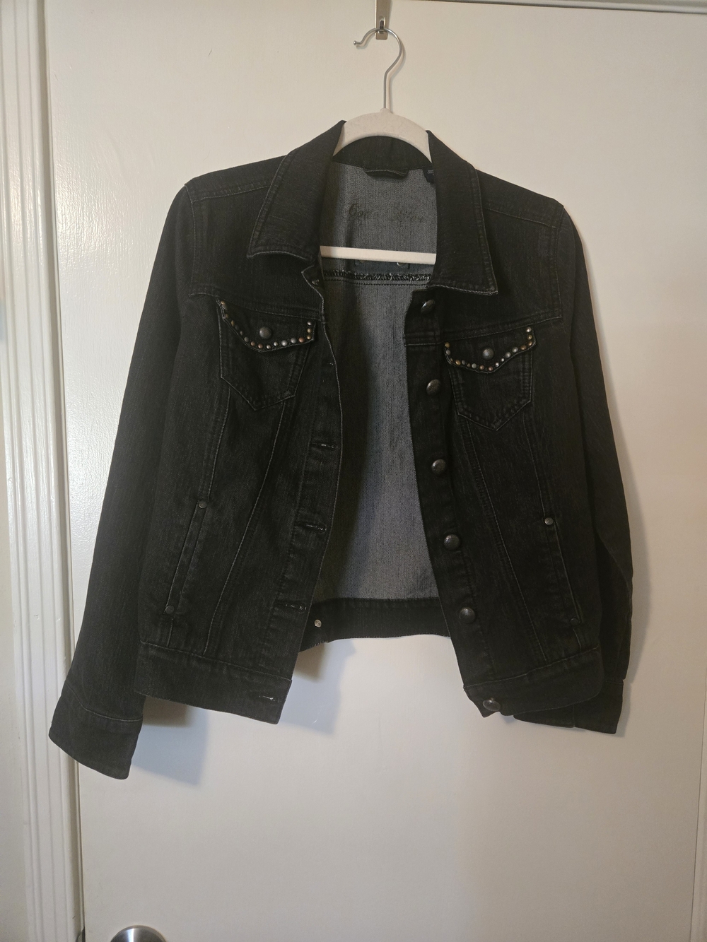 Goddess Black Stud-Trim Denim Jacket